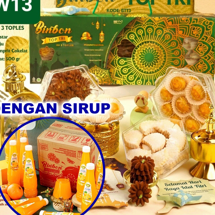 

Apazada Kue Kering Lebaran Binbon Top Tri Squash Hampers Kue Lebaran Paket 3 Toples 1 Sirup