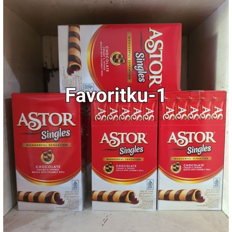 

ASTOR Singles Wafer Stick Cokelat. 1 Box Isi 20+1 Pcs. KEMASAN BARU