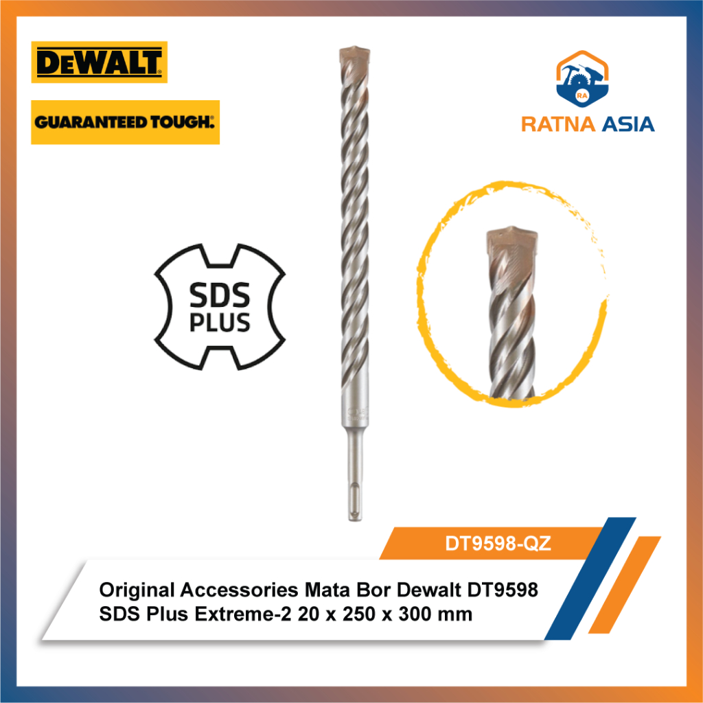 DeWalt DT9598-QZ Mata Bor SDS Plus Extreme-2 Dia 20 x 250 x 300 mm SDS Plus Exreme Drill Bit Origina