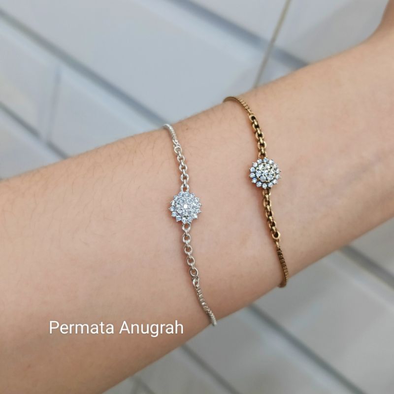 GELANG PERAK 925, GELANG SERUT WANITA VARIASI PERMATA, ANTI KARAT BISA BUYBACK