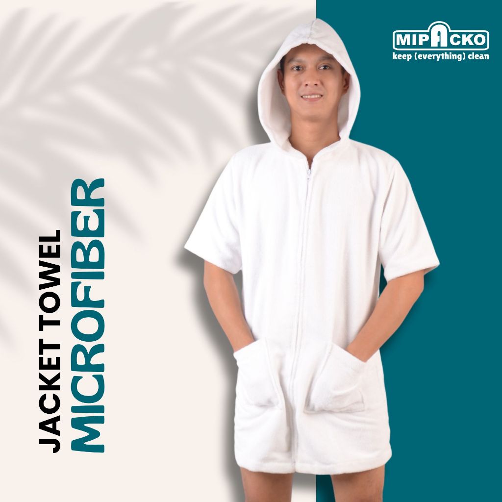 Mipacko Handuk Jaket Microfiber - Tangan Pendek Hoodie