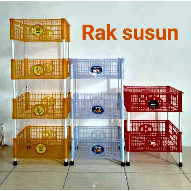 RAK SUSUN RAK WARUNG RAK DAPUR RAK KERANJANG SUSUN PLASTIK RAK PENYIMPANAN