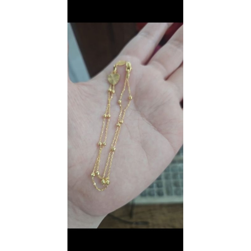 Gelang jedar double layer 2 tumpuk pentol susun emas asli 375 muda 8k