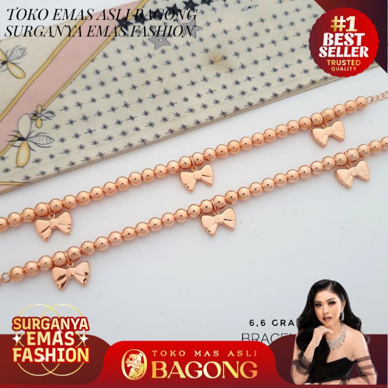 GELANG FASHION SNOWBALL PITA ROSEGOLD 17K/750 - ASLI BAGONG GOLD BAGONG EMAS