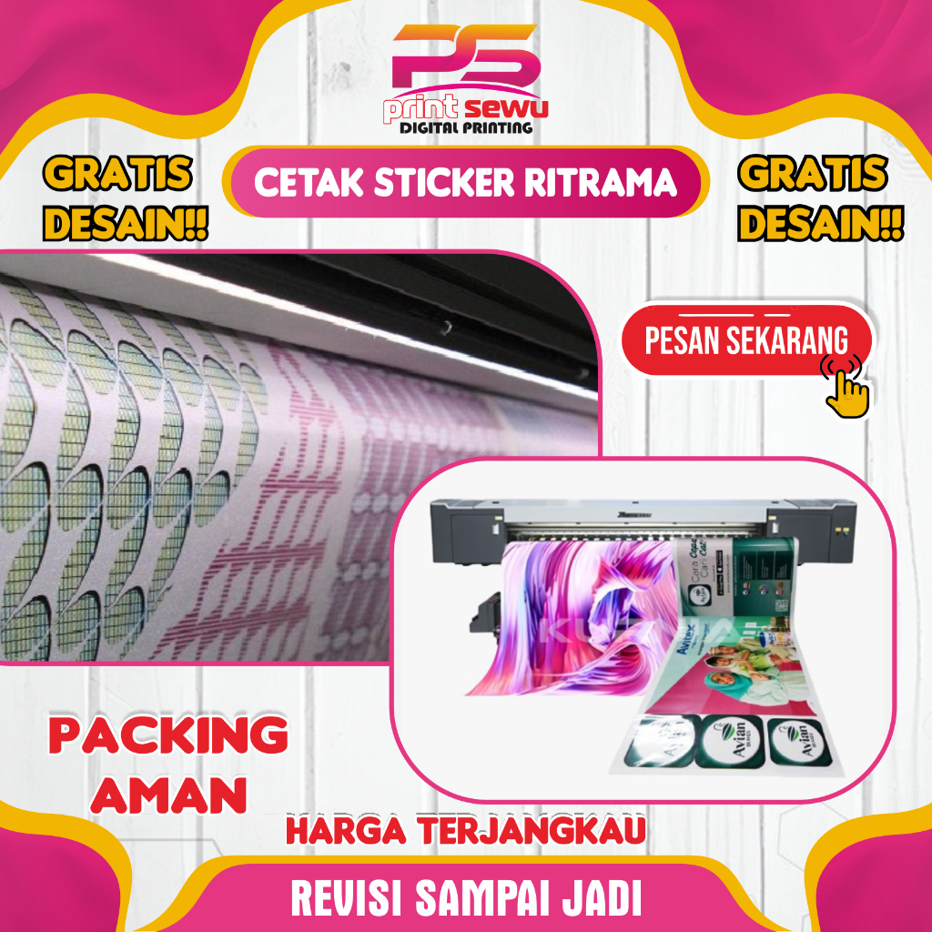 CETAK STICKER VINYL RITRAMA | PER METER LAMINASI WATERPROOF - RITRAMA