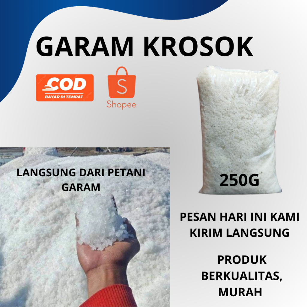 

Garam Grosok/Kasar 250G Langsung Dari Petani Garam Murni dan Asli