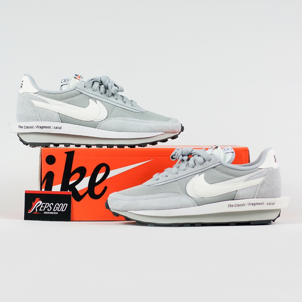 Sepatu LD Waffle SF Sacai Fragment Design Grey Light White Black Casual Gym Olahraga Jogging Joging 