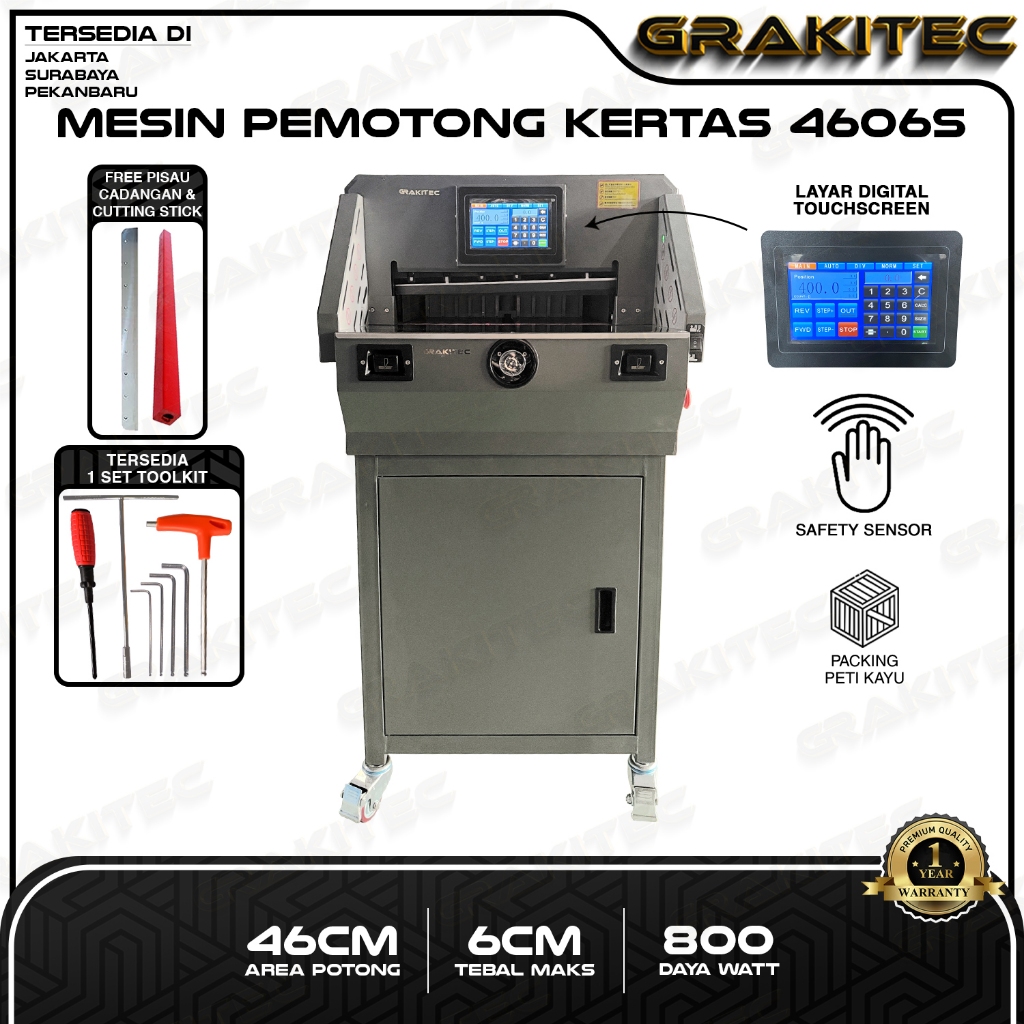 Mesin Pemotong Kertas Digital 4606S | 4606R | 4606RT Grakitec Electric Paper Cutting Machine