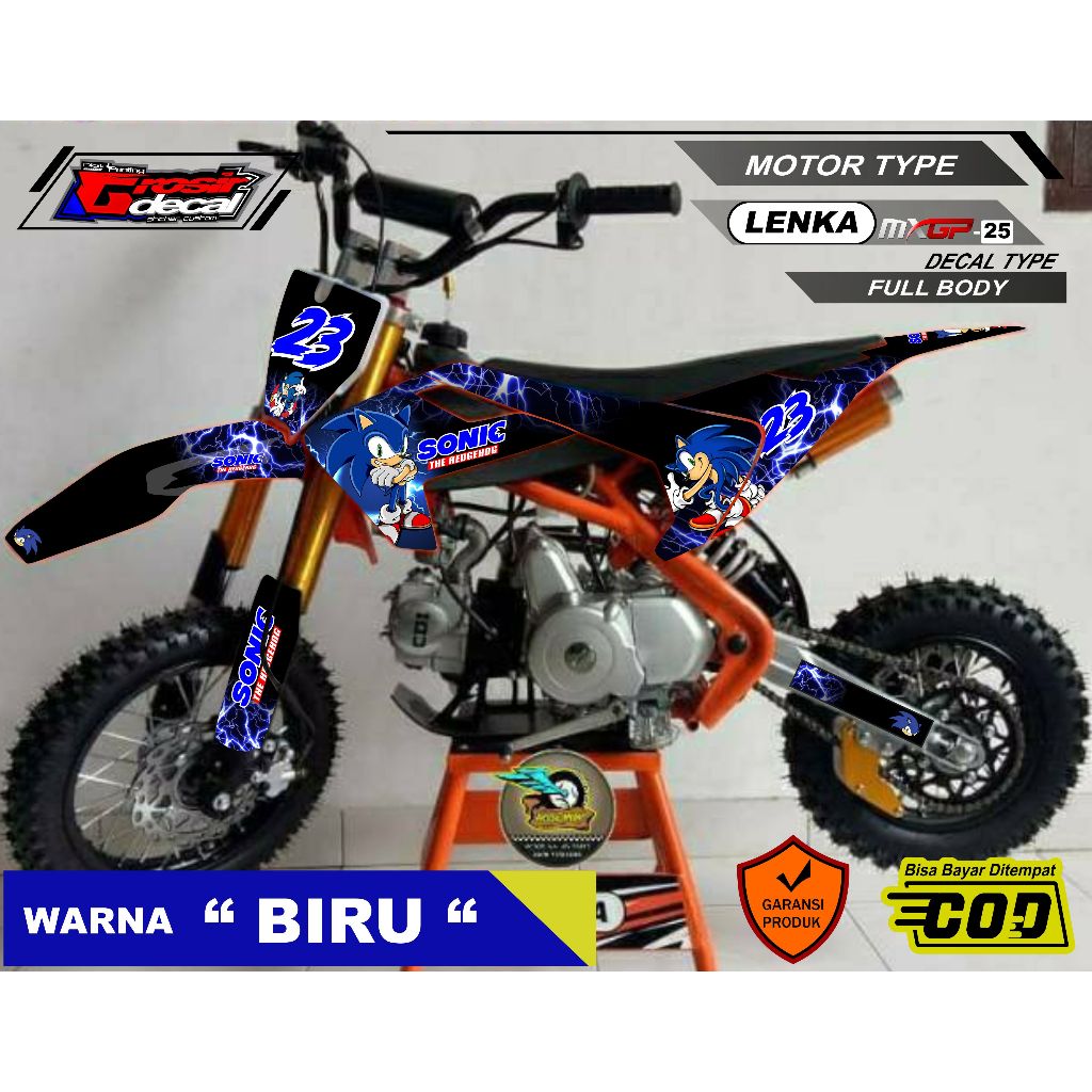 Stiker Decal stiker Mini trail LENKA / CRZ / ZUMMAV / HSX / Tao Motor 110cc Motif Sonic Full body