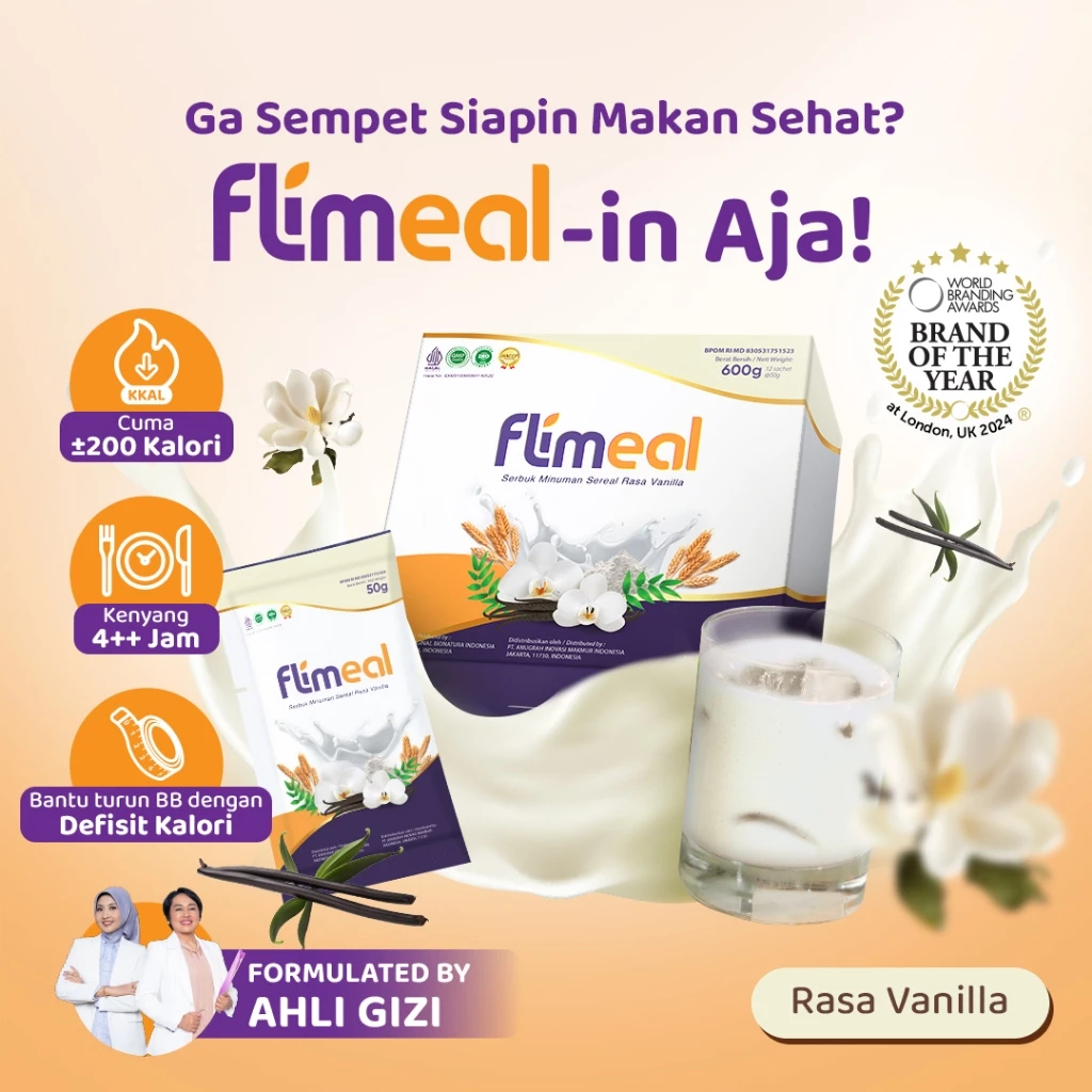 

Flimeal Meal Replacemet 1 Box isi 12 Sachet BPOM HALAL 100% Original - Flimeal minuman Diet - Flimeal minuman Protein - Flimeal Vanila