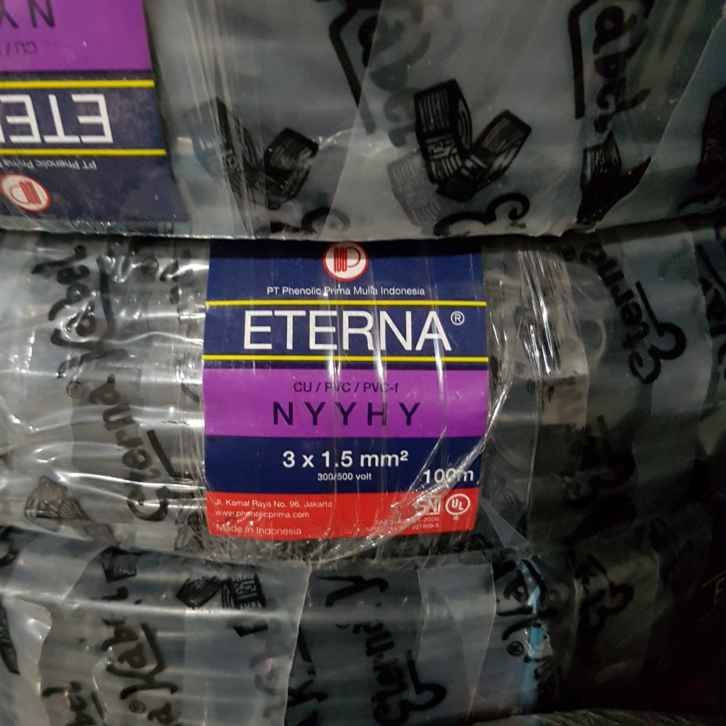 Eterna Kabel Listrik NYYHY 3 x 1.5 mm² Rol 100 Meter