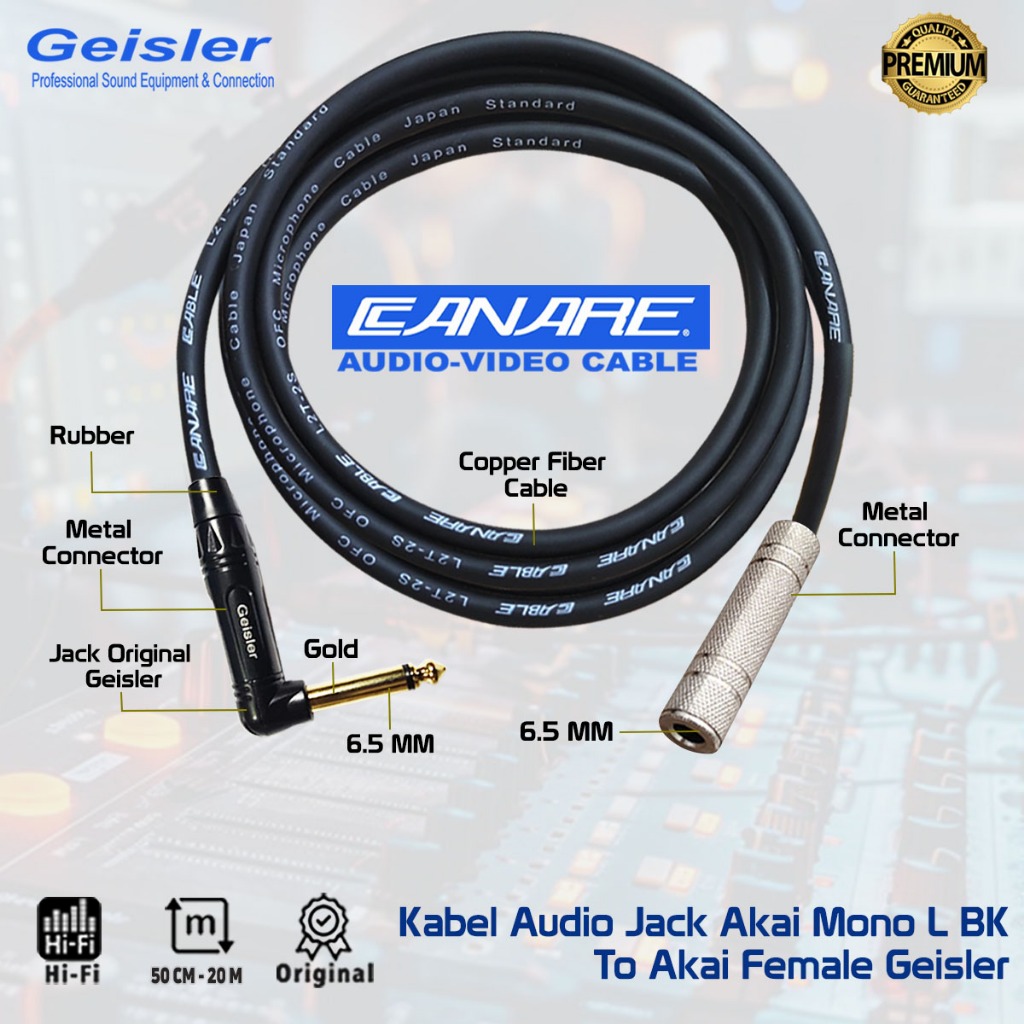 Kabel Audio Jack Akai L Mono BK to Akai Cewe/Female 6.5 GEISLER - STANDARD JAPAN