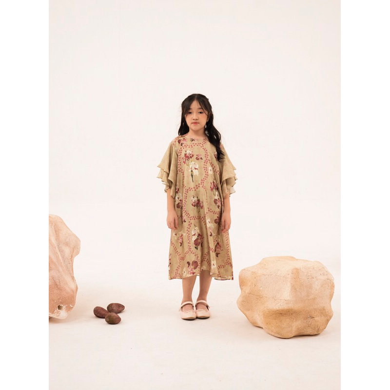 Orla Dress Olive - Aleza Label | Baju Anak Perempuan | Raya2025