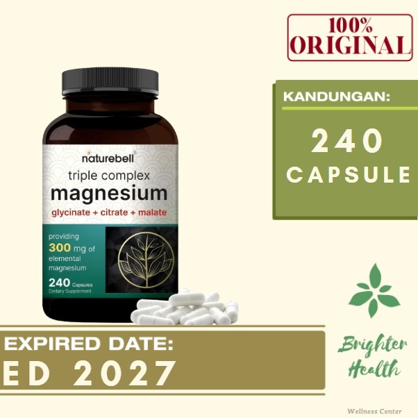 Naturebell Magnesium Complex 300mg 240 Capsule - Magnesium Triple Complex