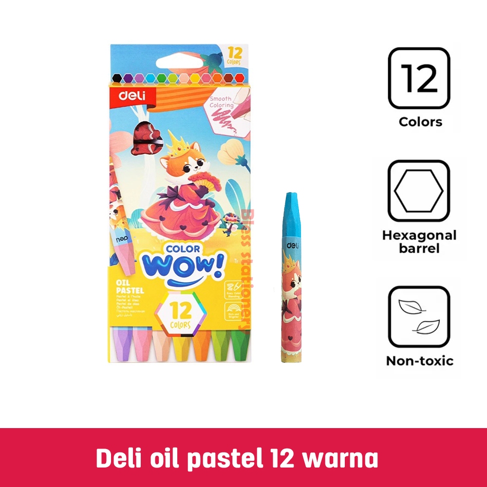 

Deli krayon minyak hexagonal oil pastel 12 warna crayon