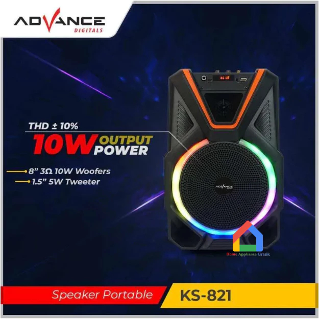 Speaker Active Portable Advance KS-821 8 Inch Free Microphone KS 821