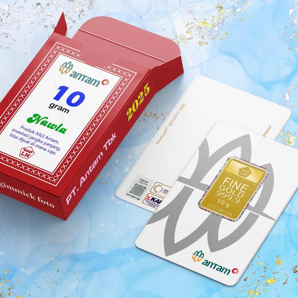ASLI Antam 10 gram Logam Mulia Emas Murni 24 Karat Certicard Redmark