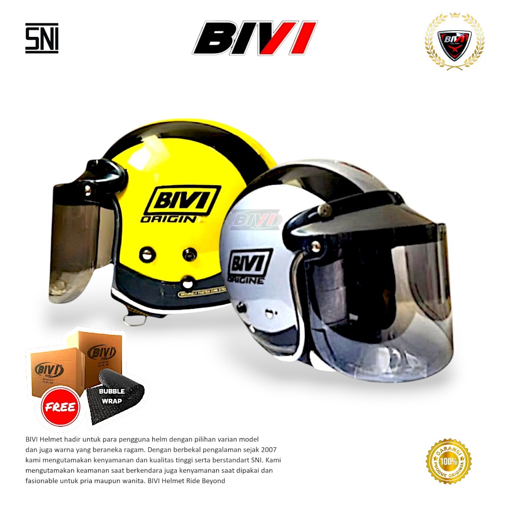 HELM BIVI ORIGINE - CG LIST CHROME ORI BIVI SNI Half Face Pria-Wanita Dewasa