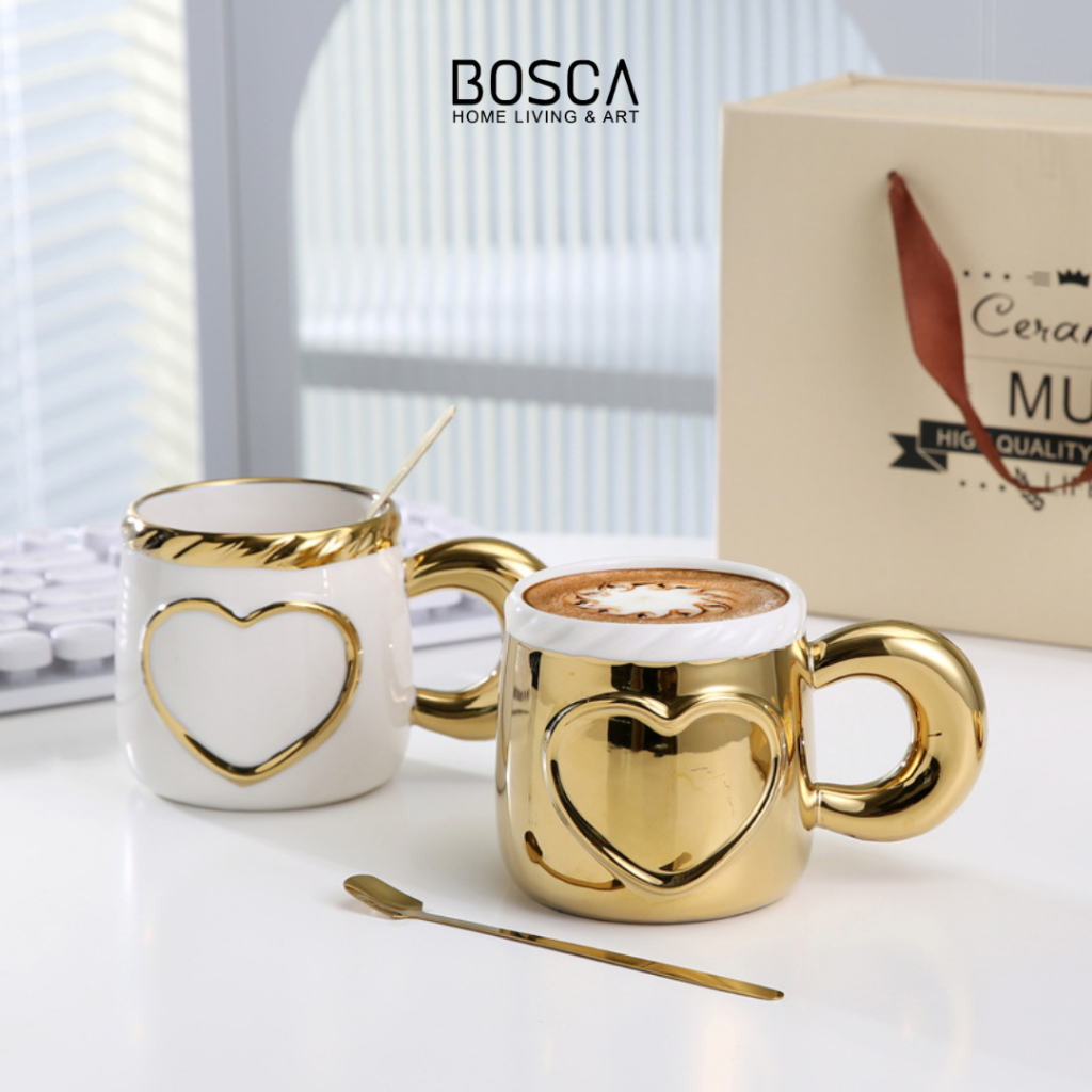Bosca Living - Lover Couple Mug / Set Gift Box isi 2 Gelas Cangkir Mug Kopi Teh Bahan Keramik / Gela