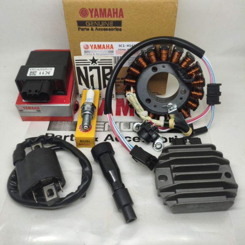 PAKET 6ITEM 3C1 LENGKAP SPUL CDI KOIL KIPROK BUSI TUTUP BUSI YAMAHA VIXION OLD LAMA ORI