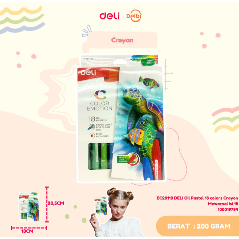 

EC20110 DELI Oil Pastel 18 colors Crayon Mewarnai Isi 18