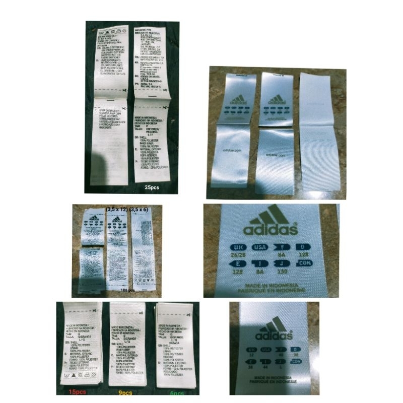 

Label Merek Brand Label (Main, Misc, Care) Label adidas