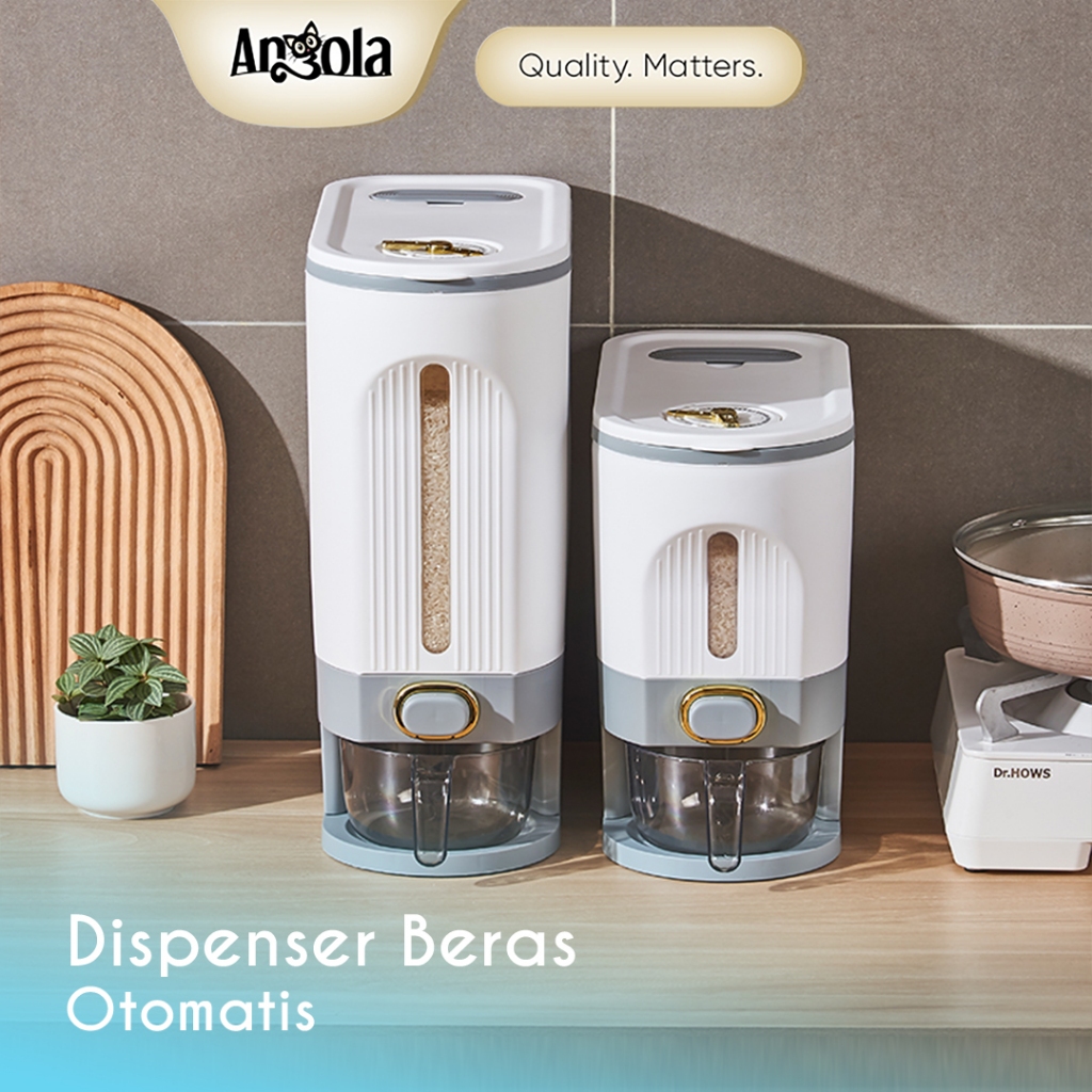 ANGOLA Dispenser Beras Otomasi Anti Kutu 10KG E18 Tempat Beras GRATIS Mangkok Cuci Beras/Rice Bucket