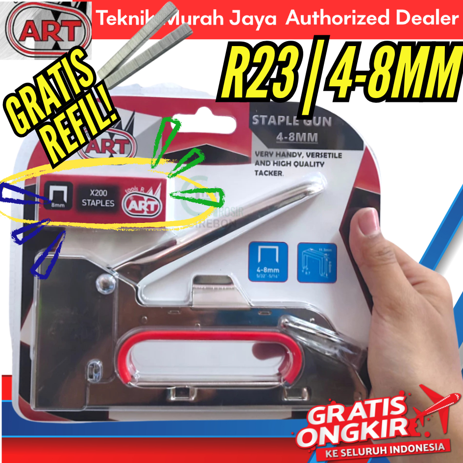 

ART R23 Staples Manual Gun Paku Tembak Staple Hand Tacker Gun Ergonomic R 23 13/4 13/6 13/8 4-8MM