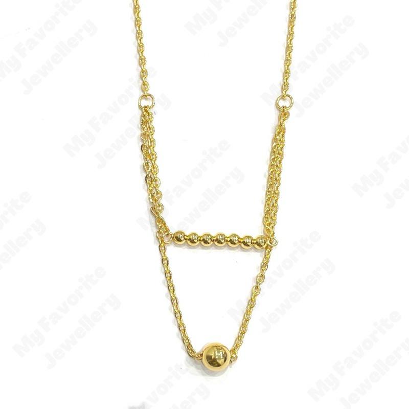 Kalung Layer Boba Bola Desain Unik Emas Asli Kadar 875