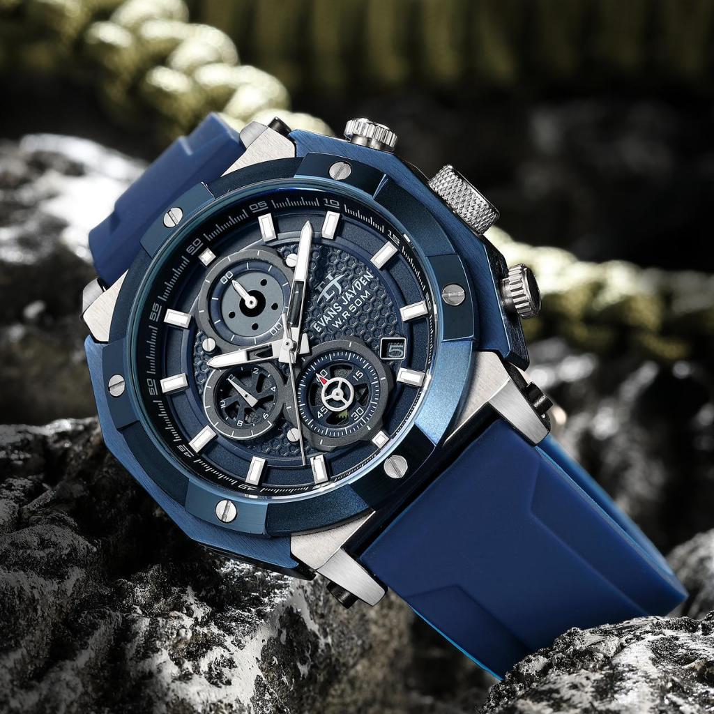 Big Sale  Jam Tangan Pria Evans Jayden 9548 Rubber Silicon Kaca Sapphire Water Resistant 5ATM