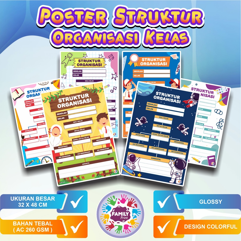 Poster Struktur Organisasi Kelas - Poster Struktur Kelas - Poster Sekolah/Kelas