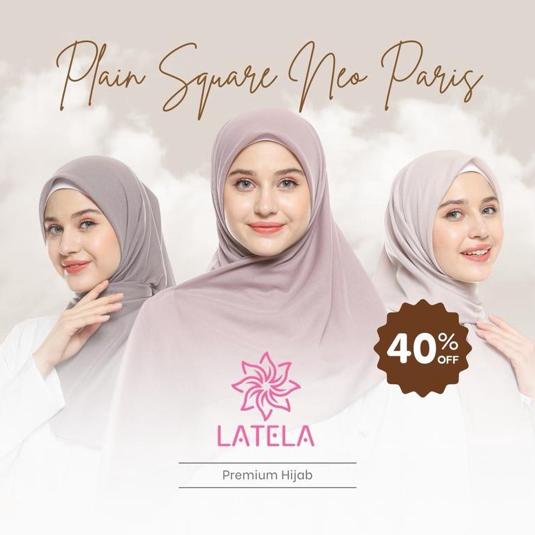KODE W26W NEO PARIS Hijab Anti Letoy Plain Square Premium Jahit Tepi  NEO PARIS VOAL ORI Latela Hija