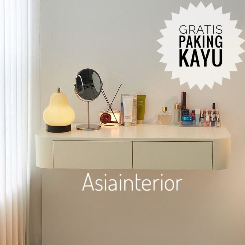 Meja rias lengkung minimalis 2 laci