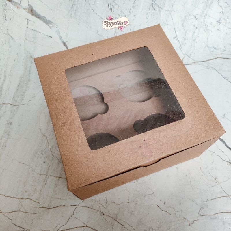 

Kotak Dus Box Cupcake Muffin Pudding isi 4 lubang