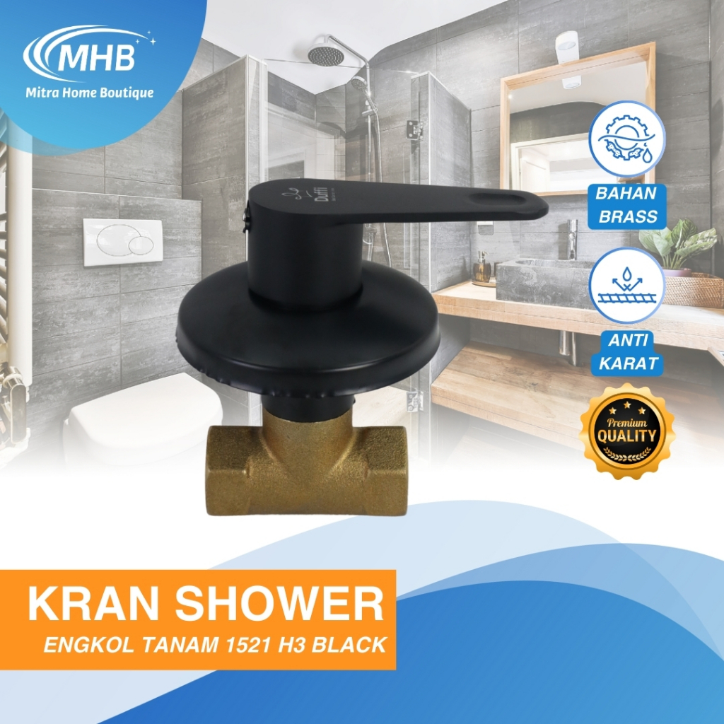 KRAN SHOWER TANAM BLACK STAINLES DRAT KUNINGAN