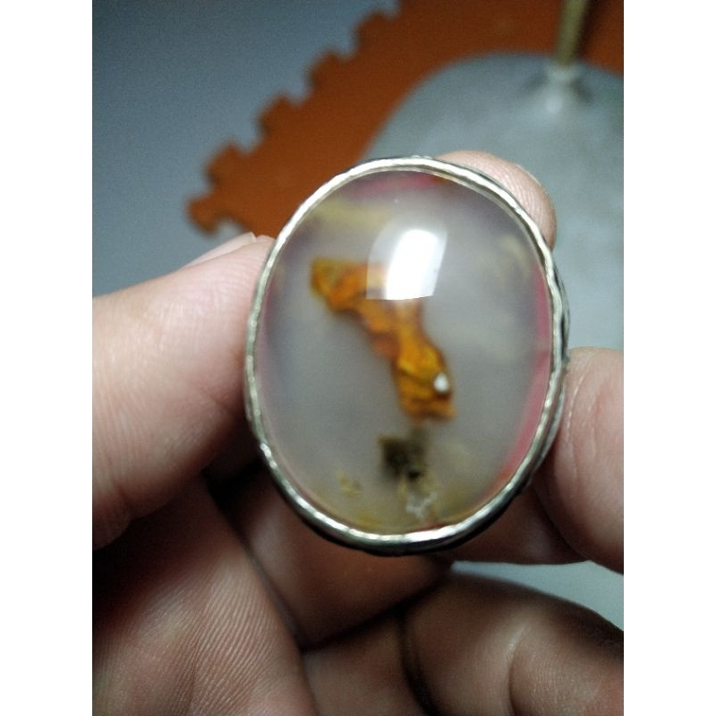 Batu Akik Combong Susup Api Emas Unik kode 35/734