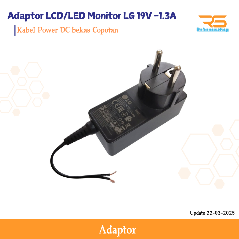 Adaptor LCD/LED Monitor LG 19V -1.3A Kabel Power DC bekas Copotan