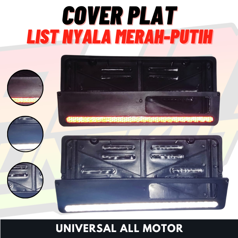 Cover Plat Nomor List Nyala Merah Putih Bingkai Dudukan Pelindung Plat Nomer Universal All Motor Bea