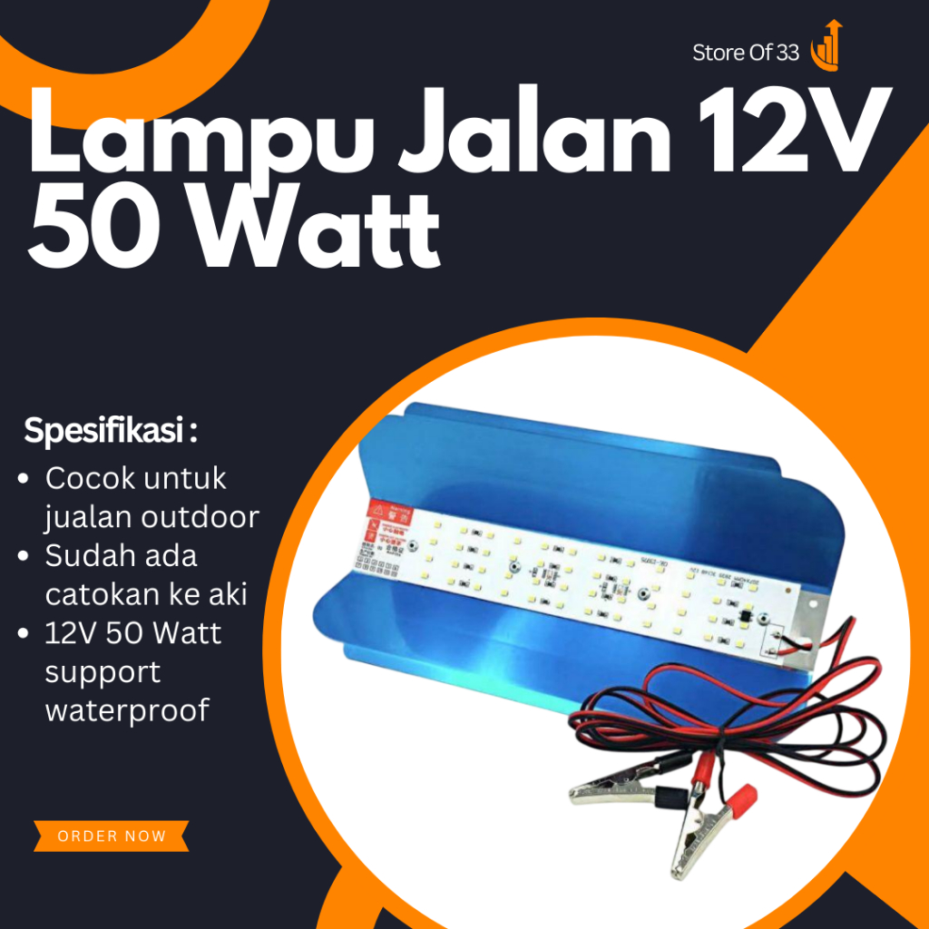 LAMPU JALAN 12V DC 50W / LAMPU DC 12V 50W PJU LED LAMPU SOROT OUTDOOR - Store Of 33