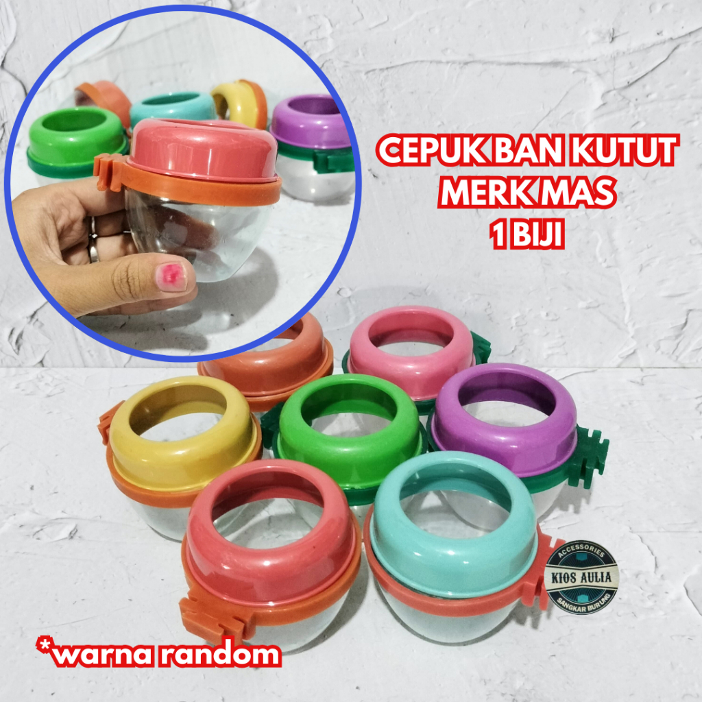 1 PCS ECER CEPUK BAN KUTUT PLASTIK MAS WADAH PAKAN MINUM MAKAN BURUNG ANTI TUMPAH
