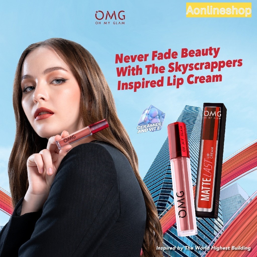 AS NEW Shades OMG OH MY GLAM Mattelast Lip Cream -  Matte  Warna Intense Tahan Lama & Ringan