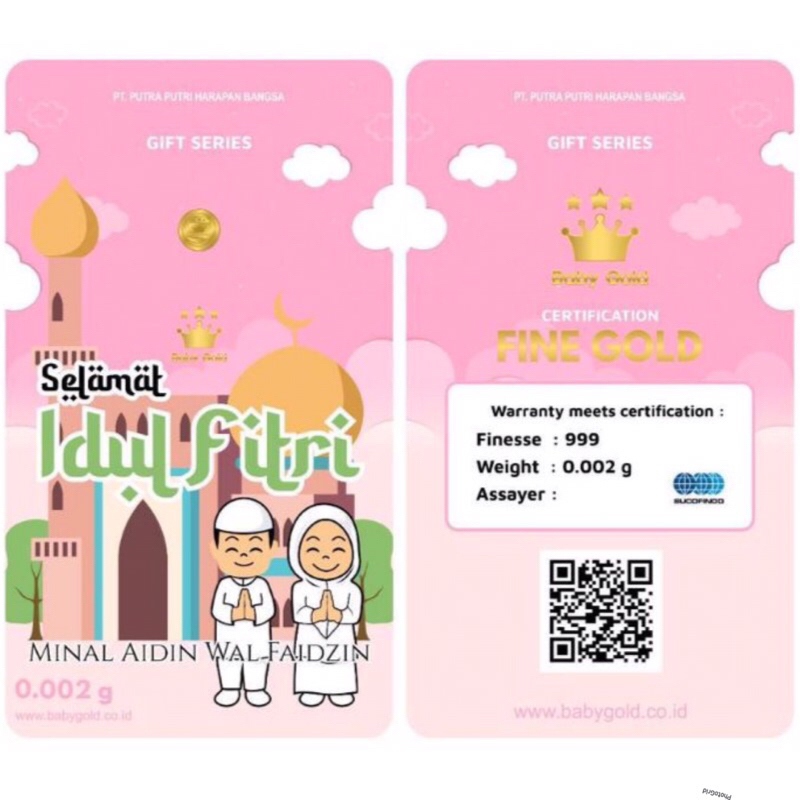 instan chat dulu ya... BABY GOLD IDUL FITRI LM MINI GOLD LOGAM MULIA EMAS MURNI SOUVENIR LEBARAN | k