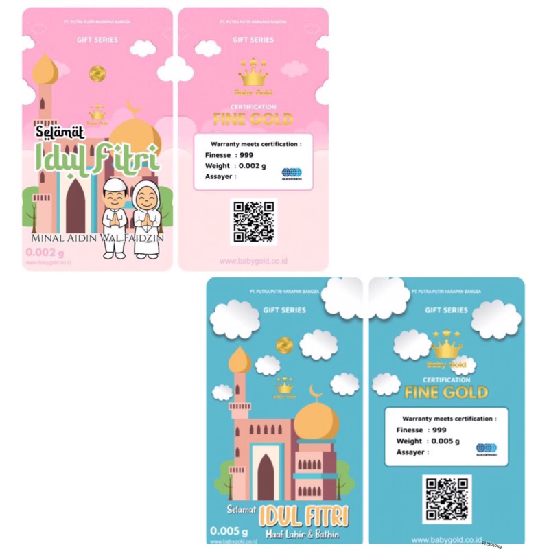 instan chat dulu ya... BABY GOLD IDUL FITRI LM MINI GOLD LOGAM MULIA EMAS MURNI SOUVENIR LEBARAN | k