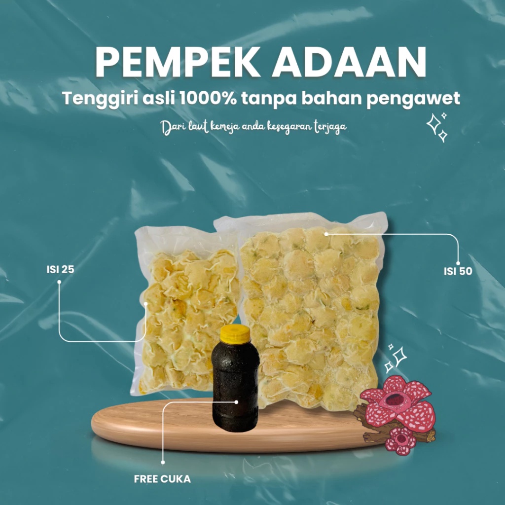 

NYOLA PEMPEK - Pempek Adaan 25 / 50Pcs + Cuko 250mL, Khas Palembang, 100% Ikan Tenggiri