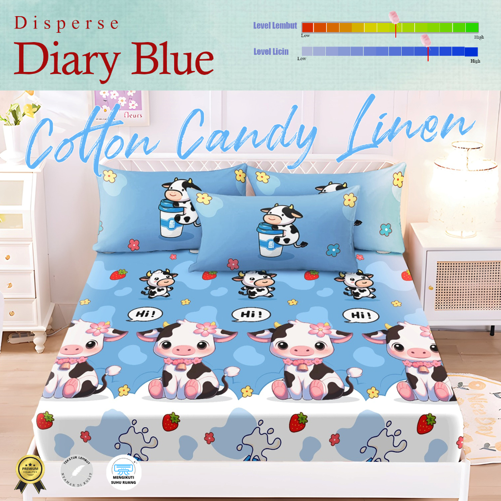 Sprei Set Motif Anak Diary Blue Katun Disperse / Bedcover Motif Karakter / Motif Kartun