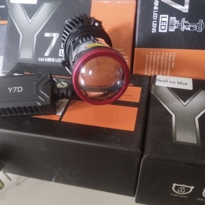 zacro lampu led mobil dan motor H4 mini projektor projie y7d super ibright 50 wat