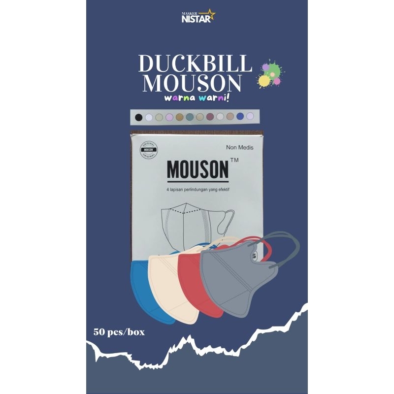 Masker Duckbill Mouson Warna-Warni Premium