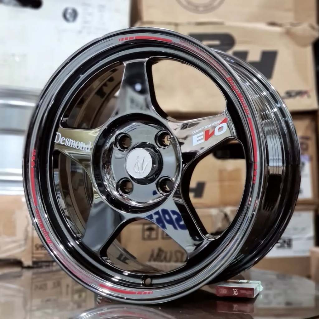 Velg Spoon Evo Ring 15 Lebar 6.5 Pcd 4x100 Et 40 Warna Black Chorme | Velg Mobil Ring 15 | Velg Mobi