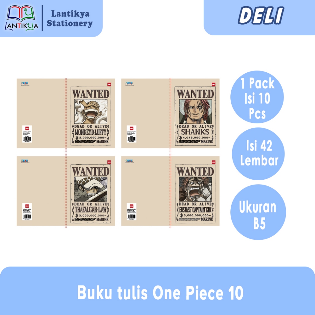 [1 PACK] Buku Tulis B5 DELI 42 Lembar One Piece 10/ CNB 542 ONE PIECE 10