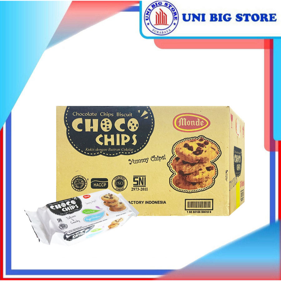 

Monde Choco Chips Chocolate Chips Biscuit 90 gr x 24 pcs DUS Biskuit